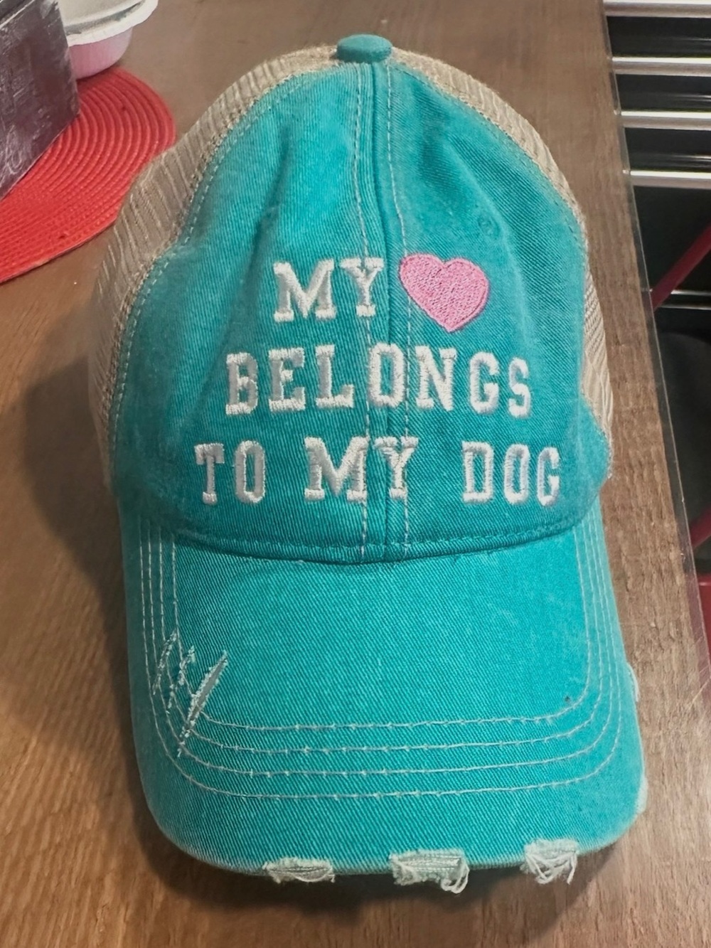 Teal "My Heart Belongs to My Dog" Relaxed Cap
